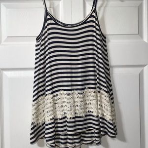Navy Blue and White Striped Tank Top